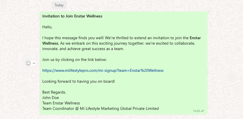 Whatsapp Invitation sample, Image